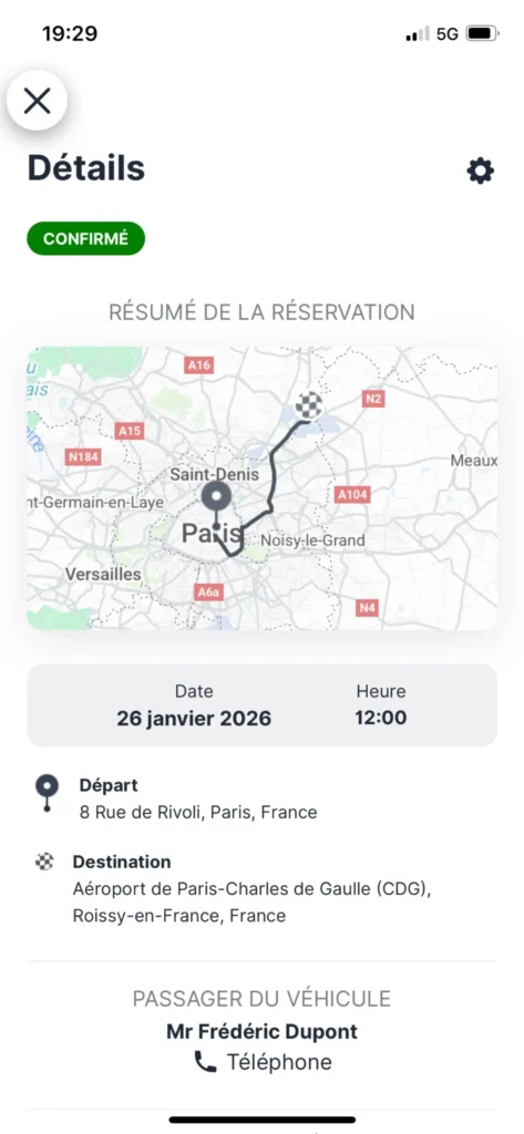 Suivi de cours vtc aeroport