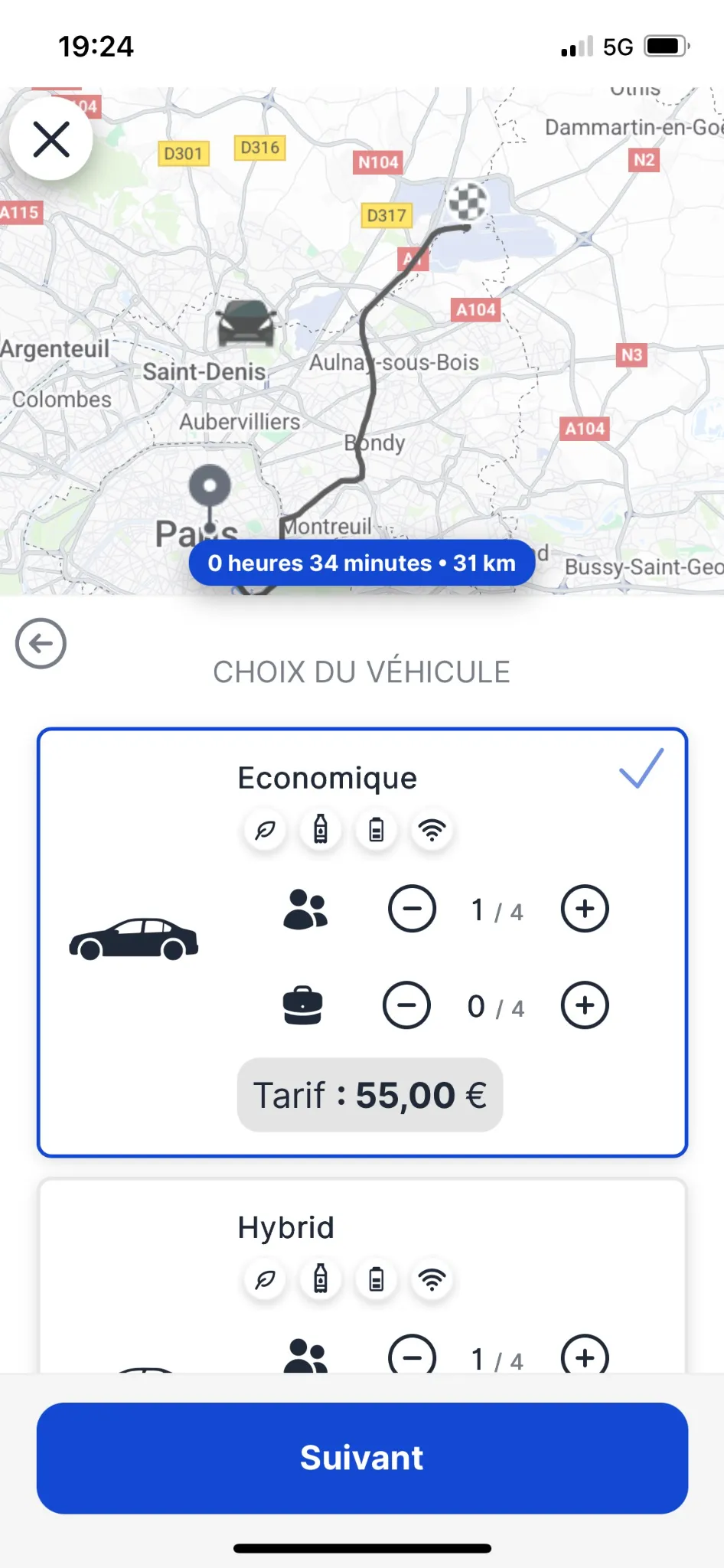 Paiement sécurisé à l'avance VTC aéroport application