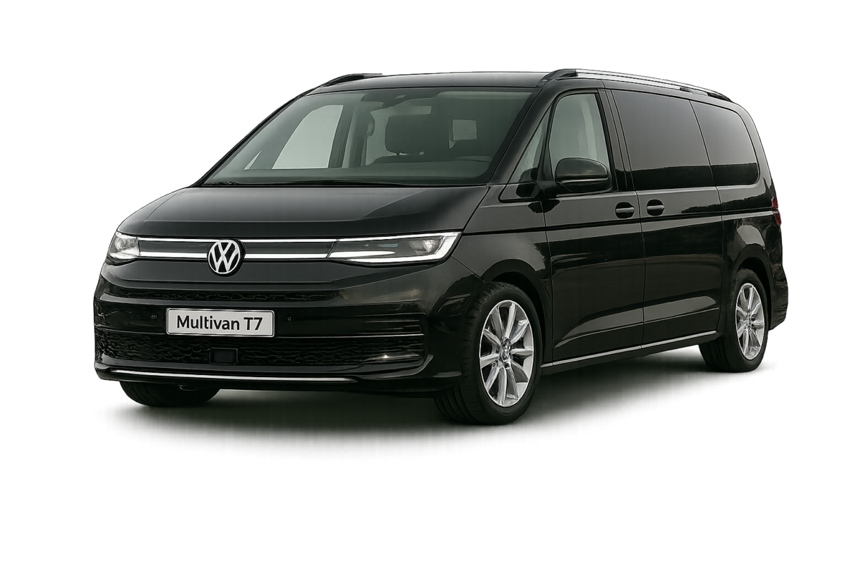 Volkswagen Multivan T7 noir, véhicule de la gamme Berline Luxe de VTC Aéroport Paris
