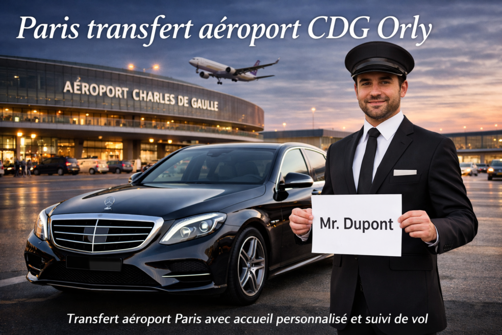 Transfert aéroport Paris avec accueil personnalisé et suivi de vol