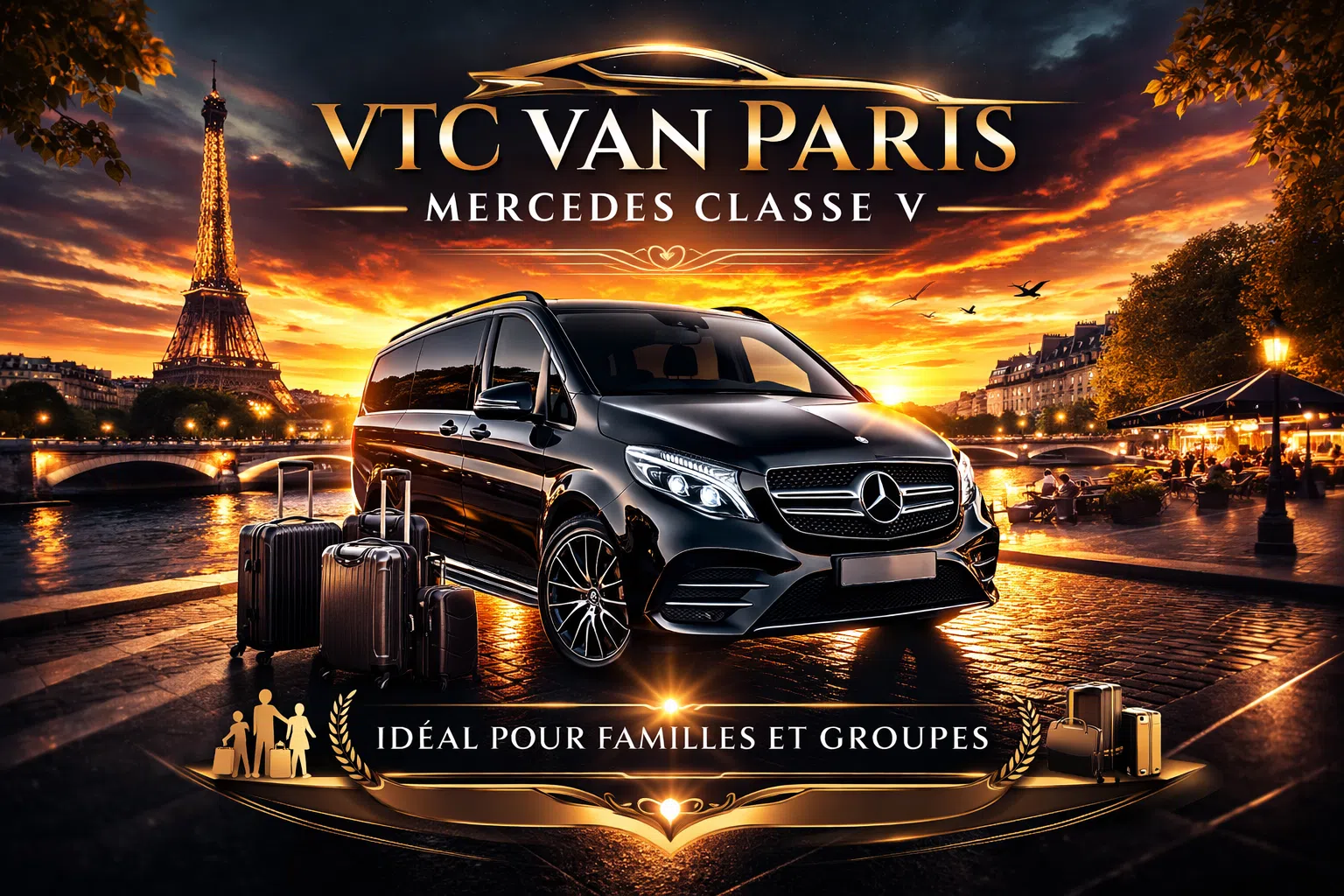VTC Van Paris Mercedes Classe V tourisme — visit Paris en van 6 places