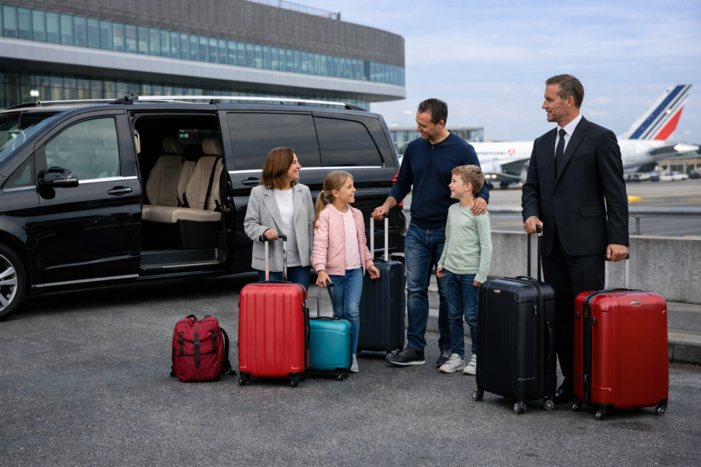 Van VTC aéroport Paris pour famille avec bagages