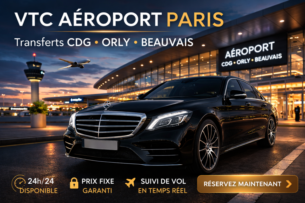Transfert aéroport Paris avec chauffeur privé vers CDG Orly et Beauvais