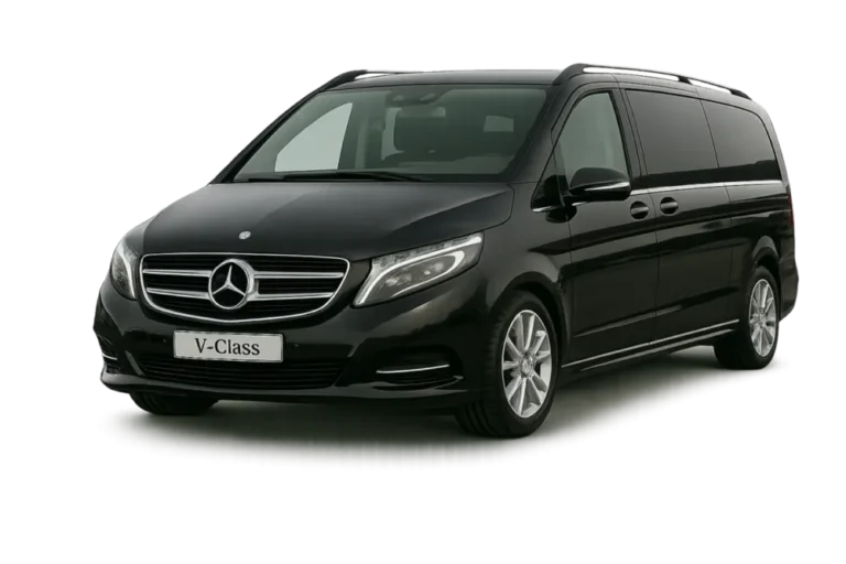 Black 6-seat van used for private transfers between Orly airport and Paris